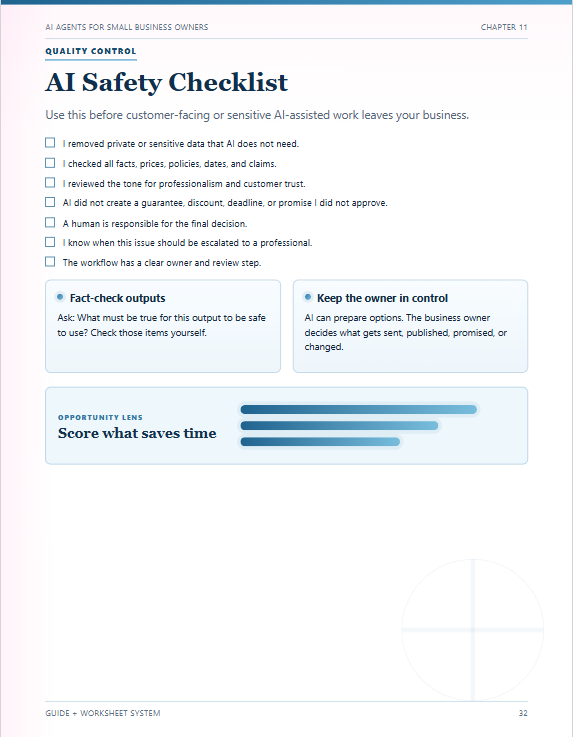 AI Safety Checklist page from the guide
